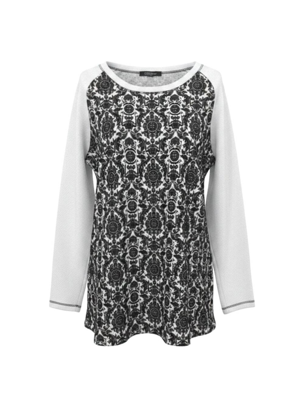 Disney Parks Haunted Mansion Iconic Wallpaper Long Sleeve Terry Cloth Top Size L